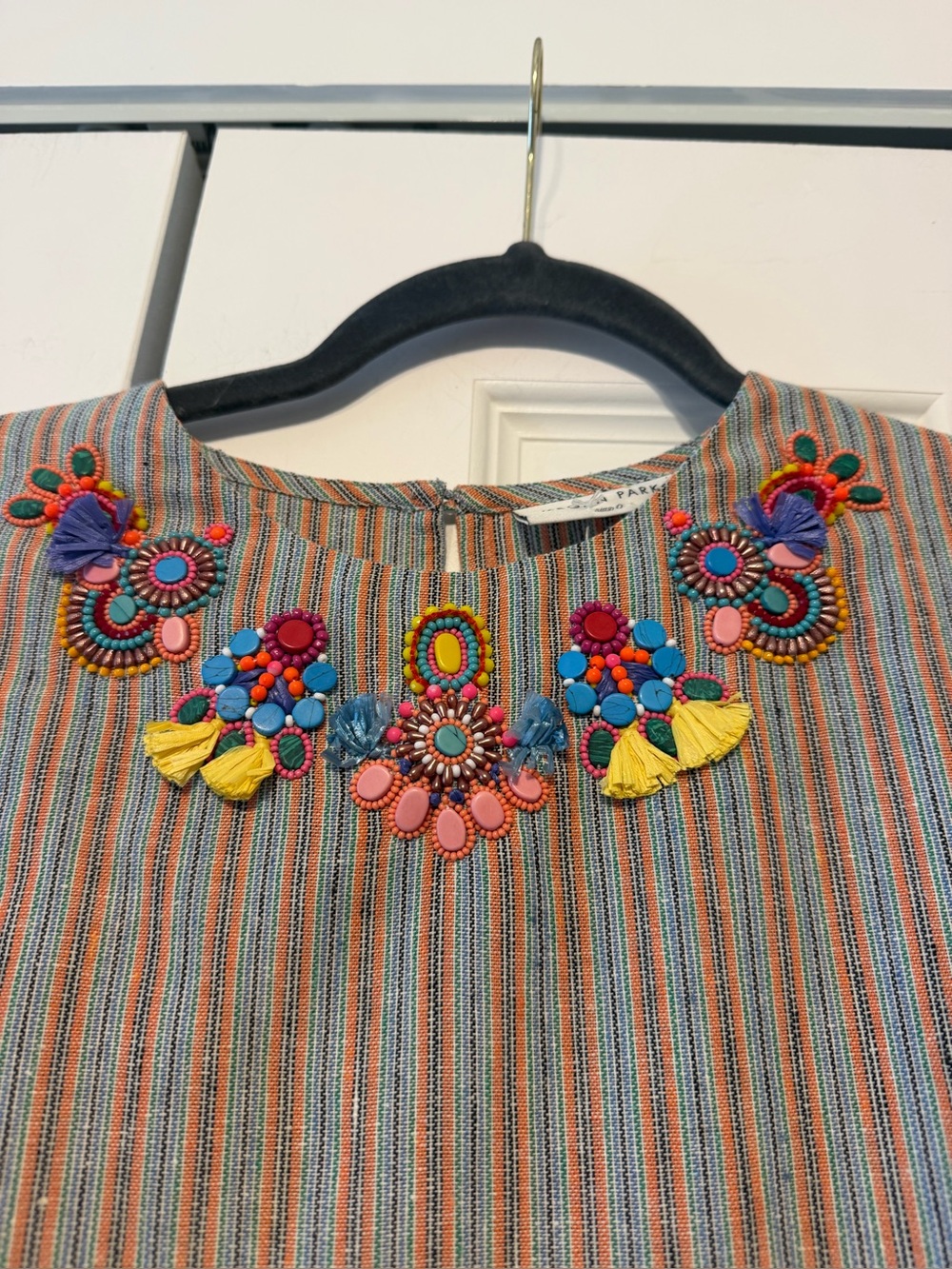 Megan Park Linen striped embroidered dress - Picture 2 of 10